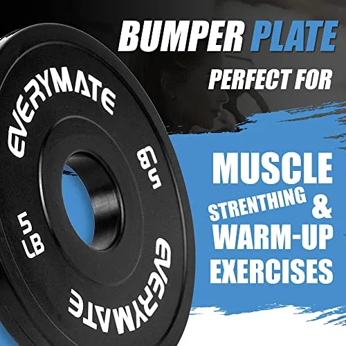 EVERYMATE Black Change Weight Plates 1.25LB 2.5LB 5LB Combo Set Fractional Plate Olympic Bumper Plates for Cross Training Bumper Weight Plates Steel Insert Strength Training Weight Plates