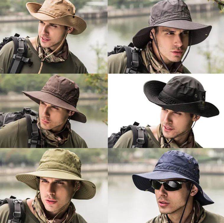 Fashion Bucket Safari Hat Fishing Hunting Brim Safari Polyester Summer Men Sun Hat Breathable