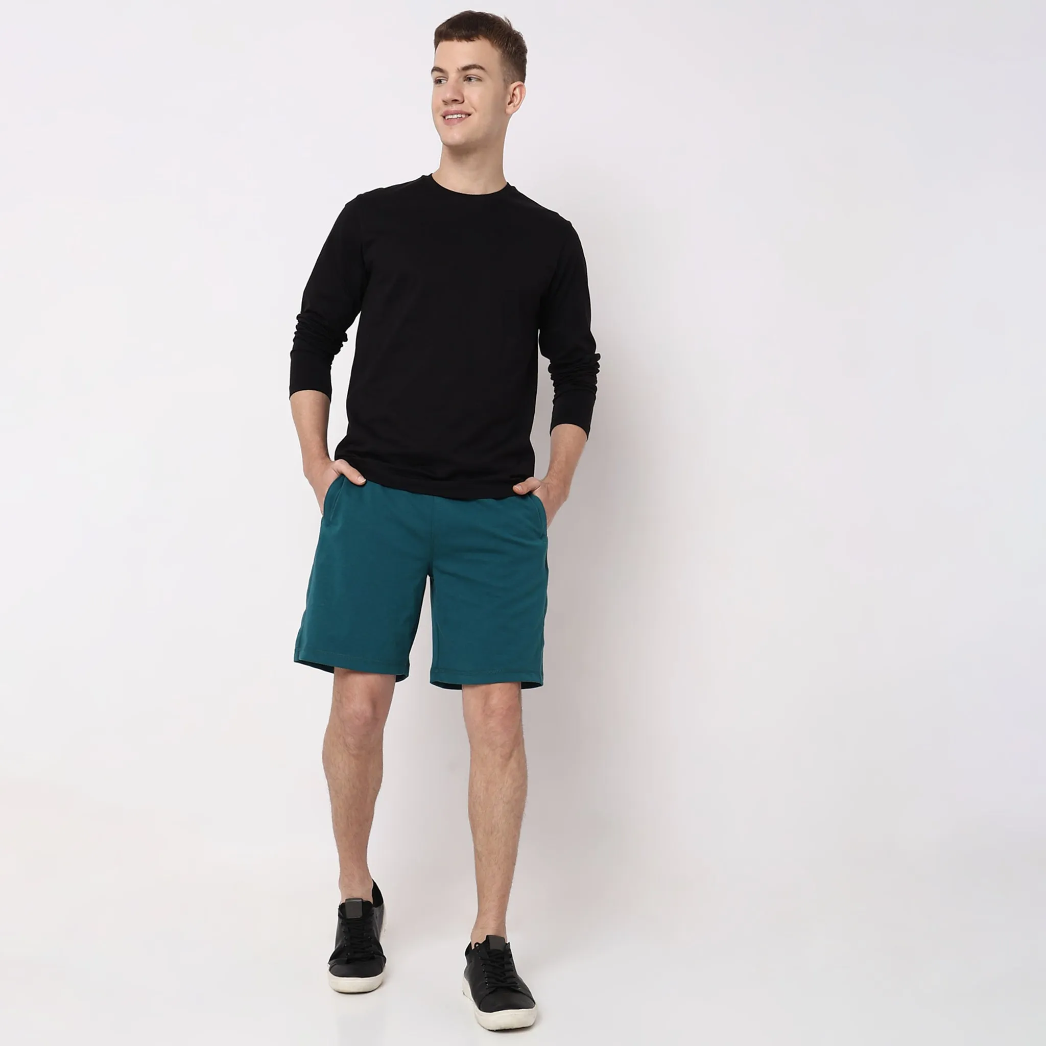 Flex Shorts - with Secure Mobile Pocket - Mid Rise Solid