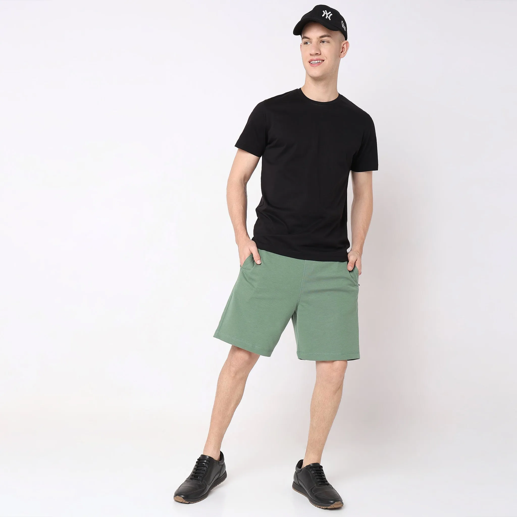 Flex Shorts - with Secure Mobile Pocket - Mid Rise Solid