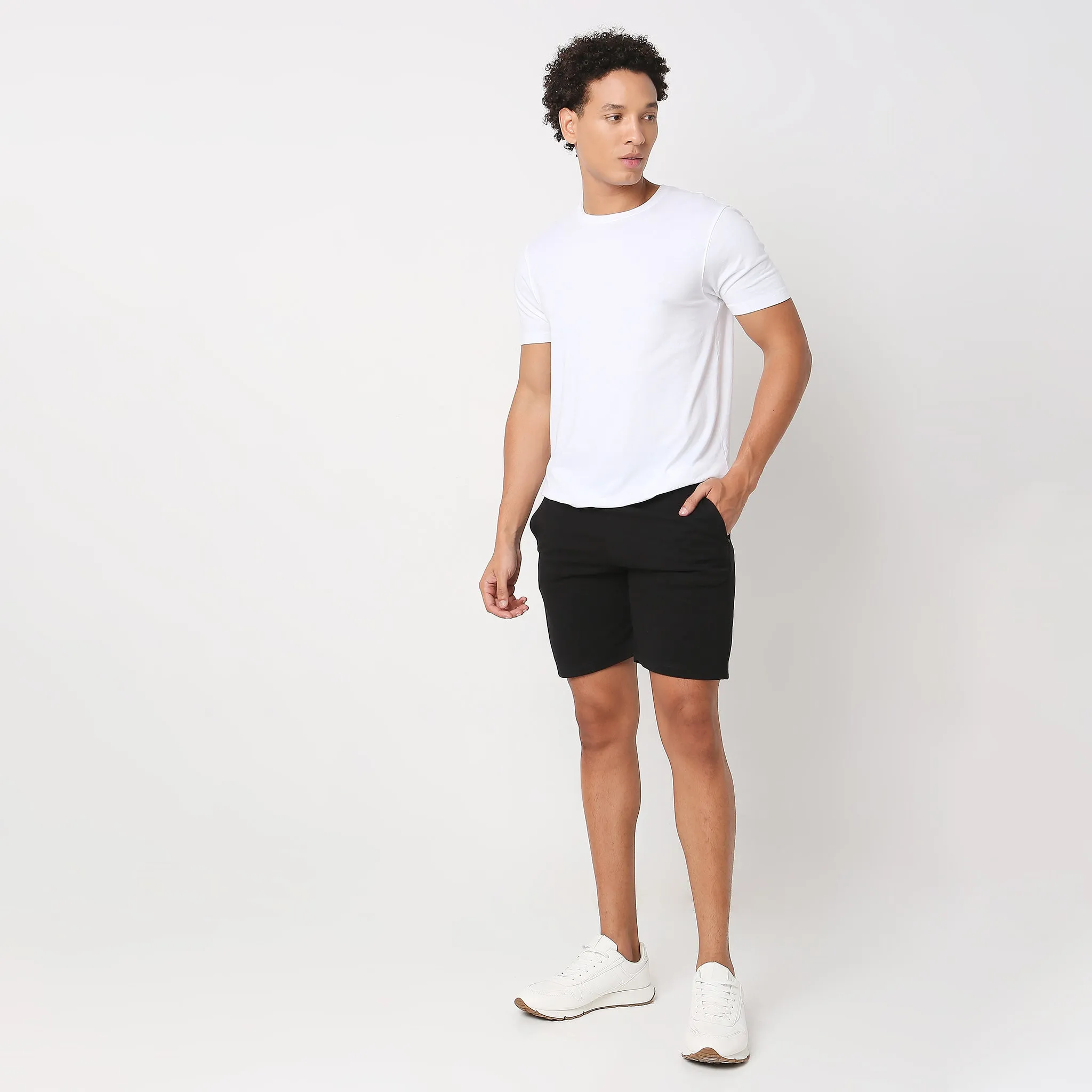 Flex Shorts - with Secure Mobile Pocket - Mid Rise Solid