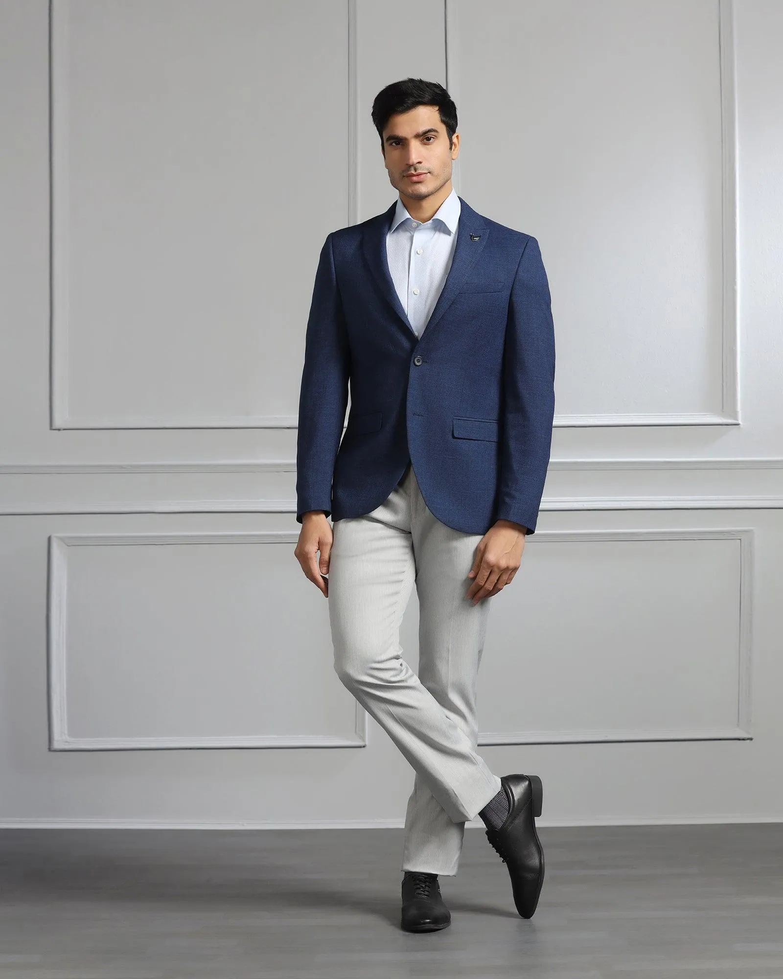 Formal Navy Textured Blazer - Bennett