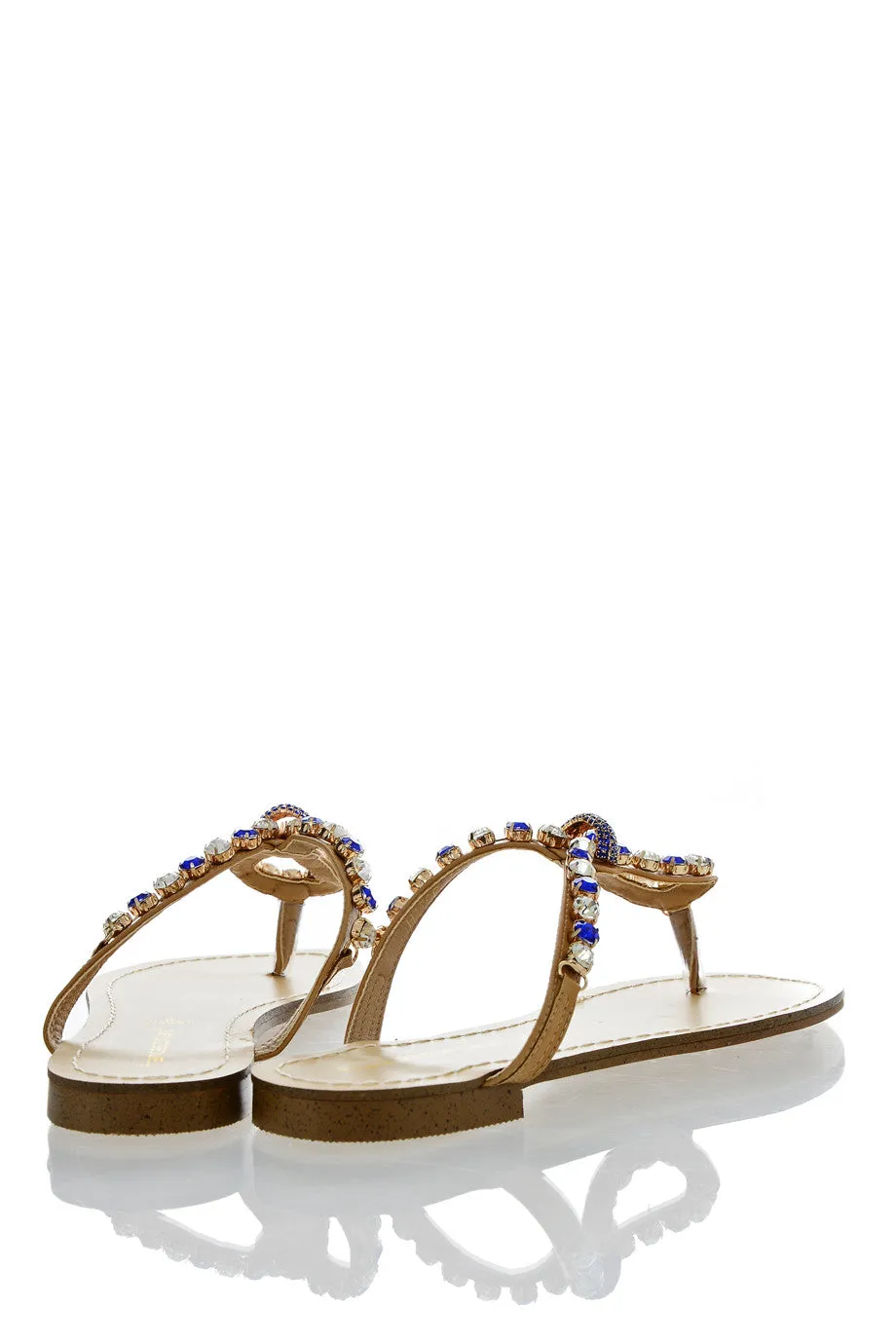 FRANCESCO MILANO ZANIA Indigo Crystal Embellished Sandals