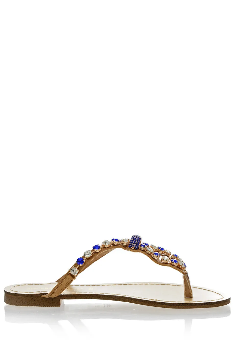 FRANCESCO MILANO ZANIA Indigo Crystal Embellished Sandals