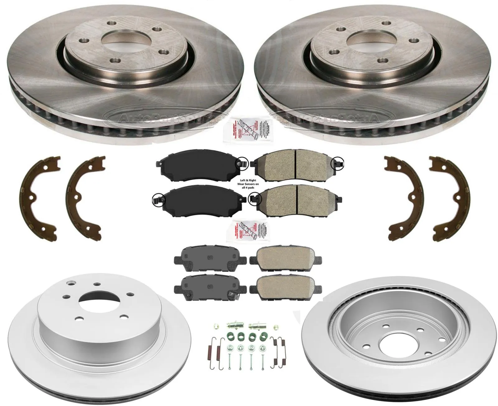 Front & Rear Brake Rotors & Brake Pads Brake Shoes Fits Infiniti FX35 2006-2008