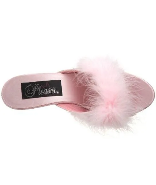 Fuzzy Slipper Shoe 3-inch Clear Heel 4-colors BELLE-301F