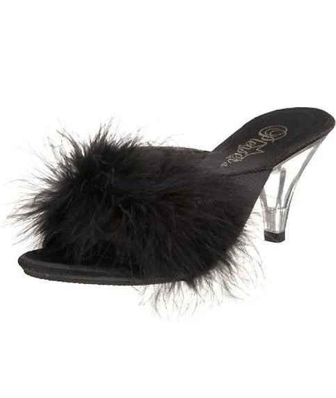 Fuzzy Slipper Shoe 3-inch Clear Heel 4-colors BELLE-301F