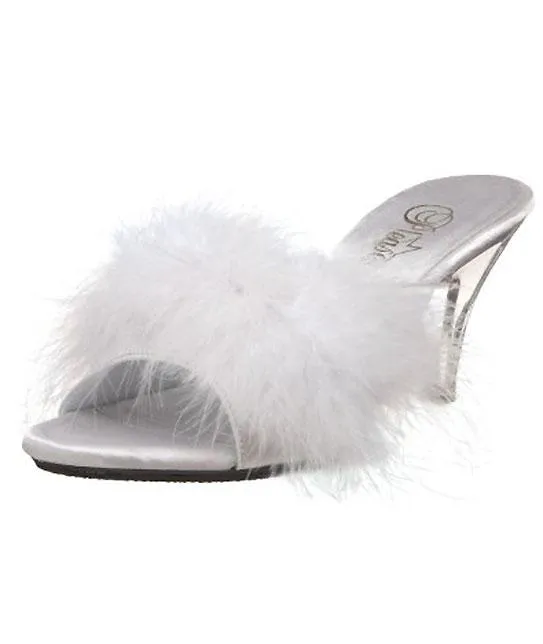 Fuzzy Slipper Shoe 3-inch Clear Heel 4-colors BELLE-301F