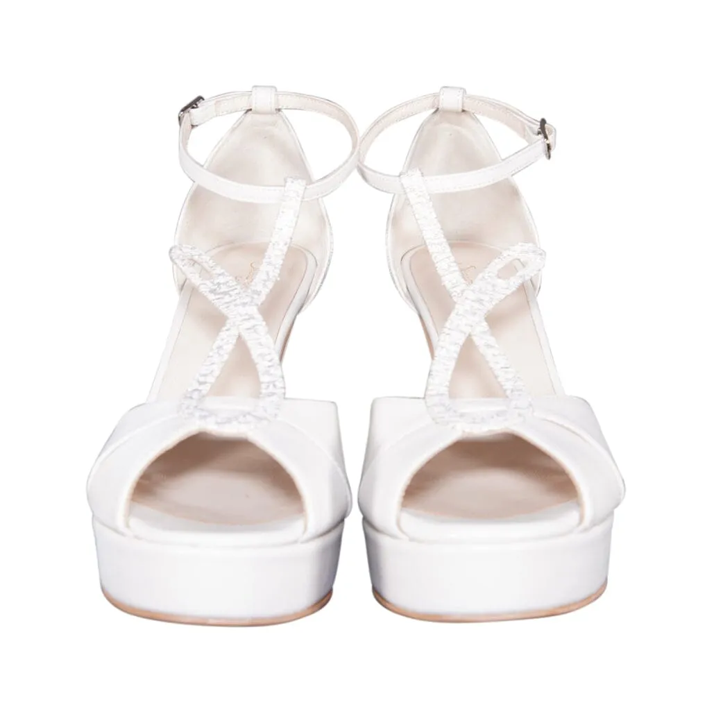 Gardenia Diamante Platform Strap Heel