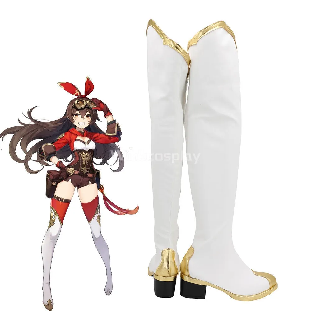 Genshin Impact Amber White Shoes Cosplay Boots