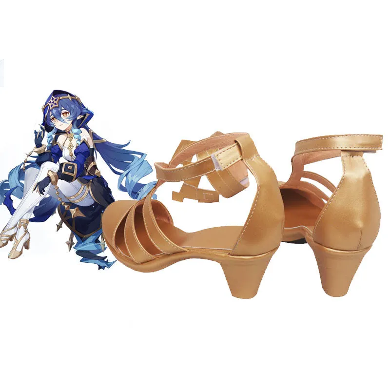 Genshin Impact Layla Golden Cosplay Shoes