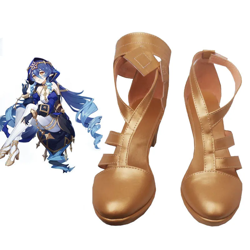 Genshin Impact Layla Golden Cosplay Shoes