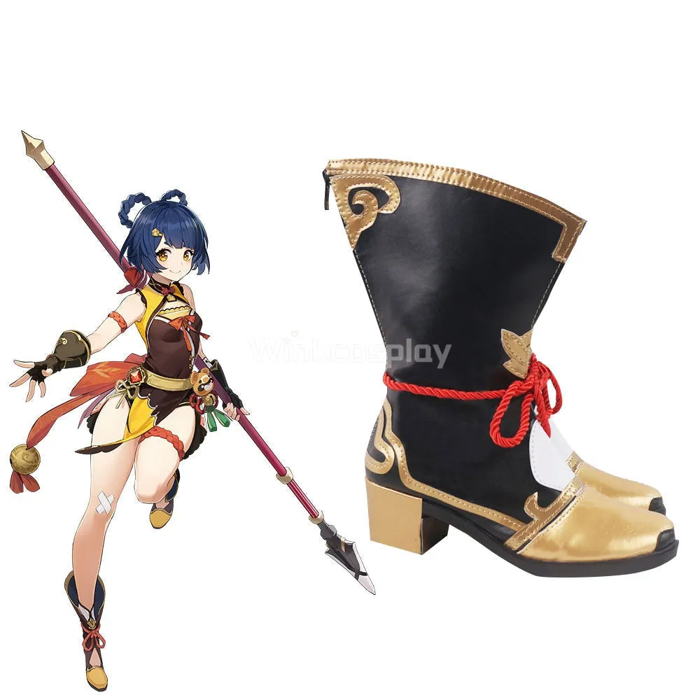 Genshin Impact Xiangling Black Shoes Cosplay Boots