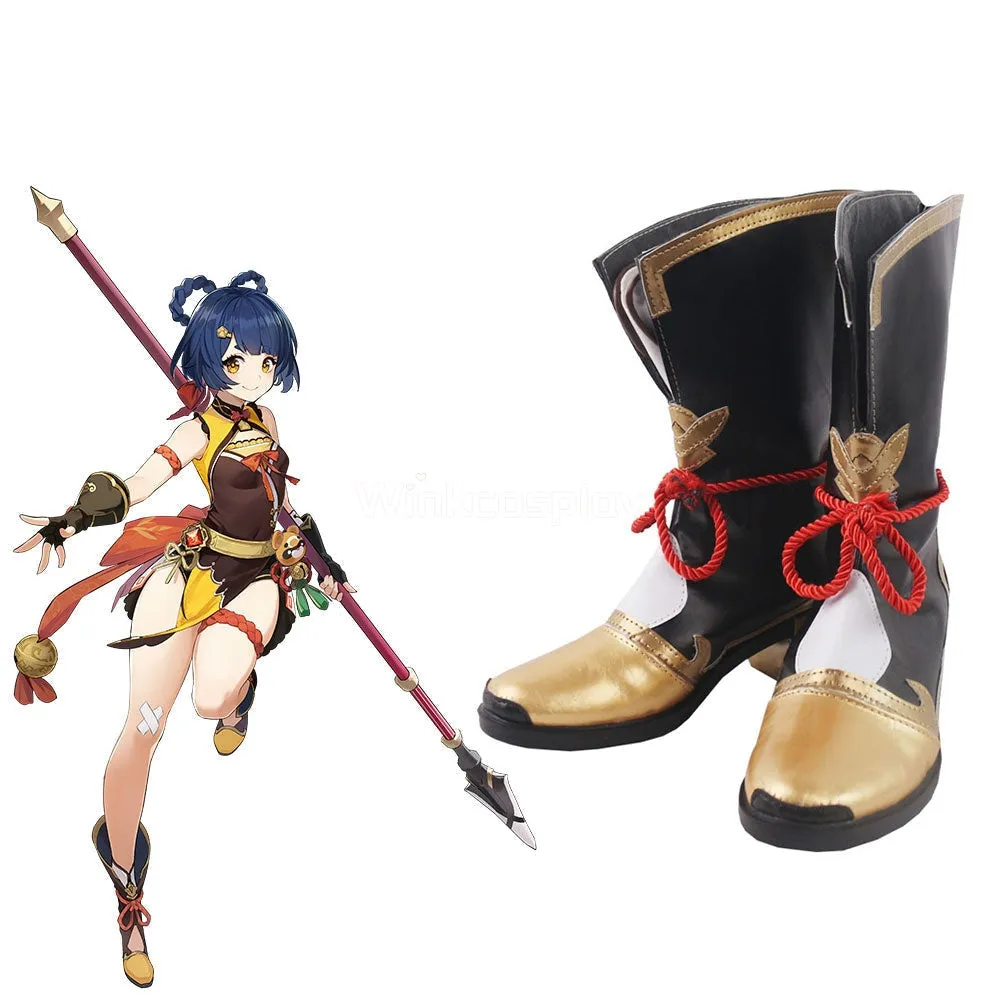 Genshin Impact Xiangling Black Shoes Cosplay Boots