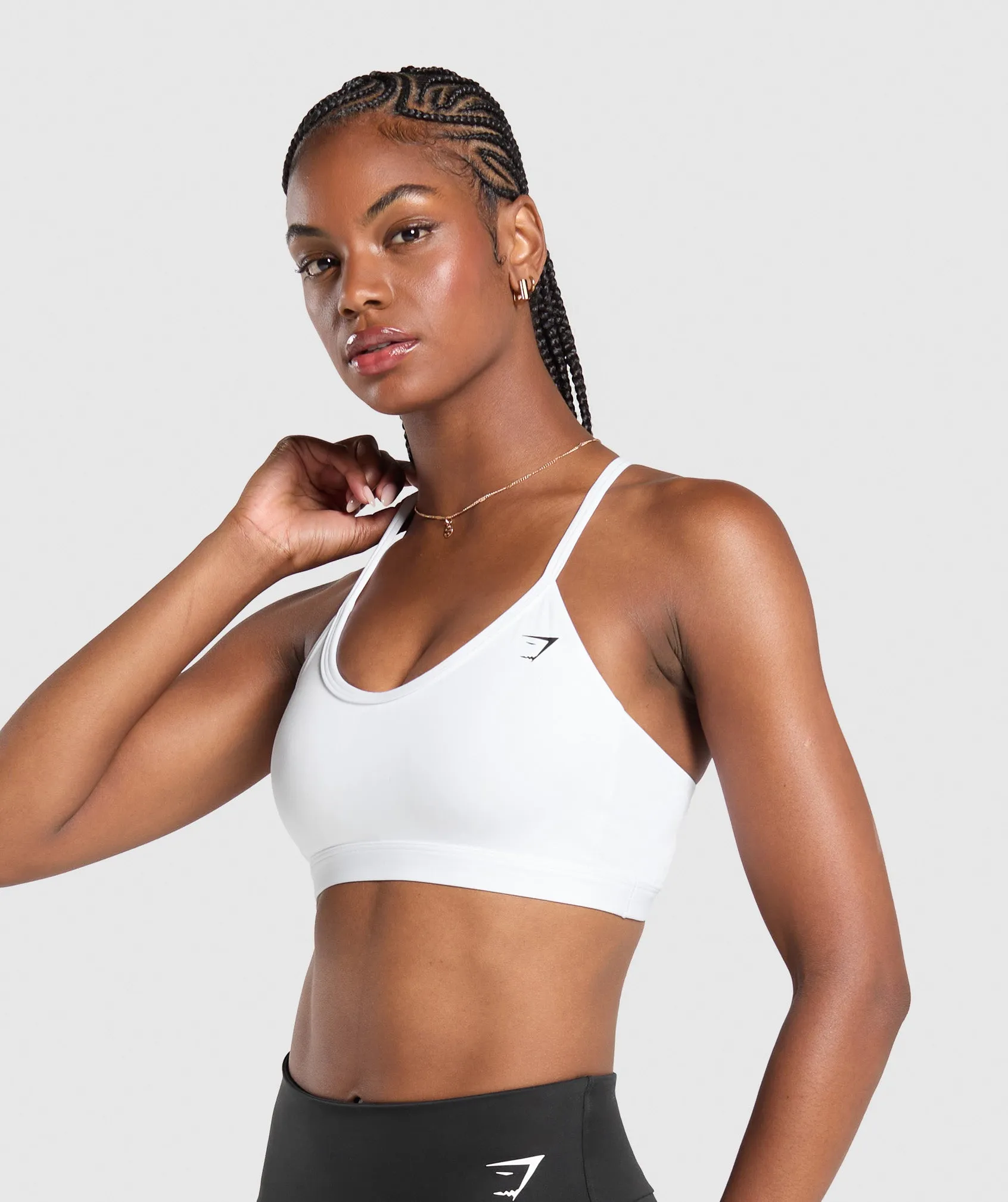 Gymshark V Neck Sports Bra - White