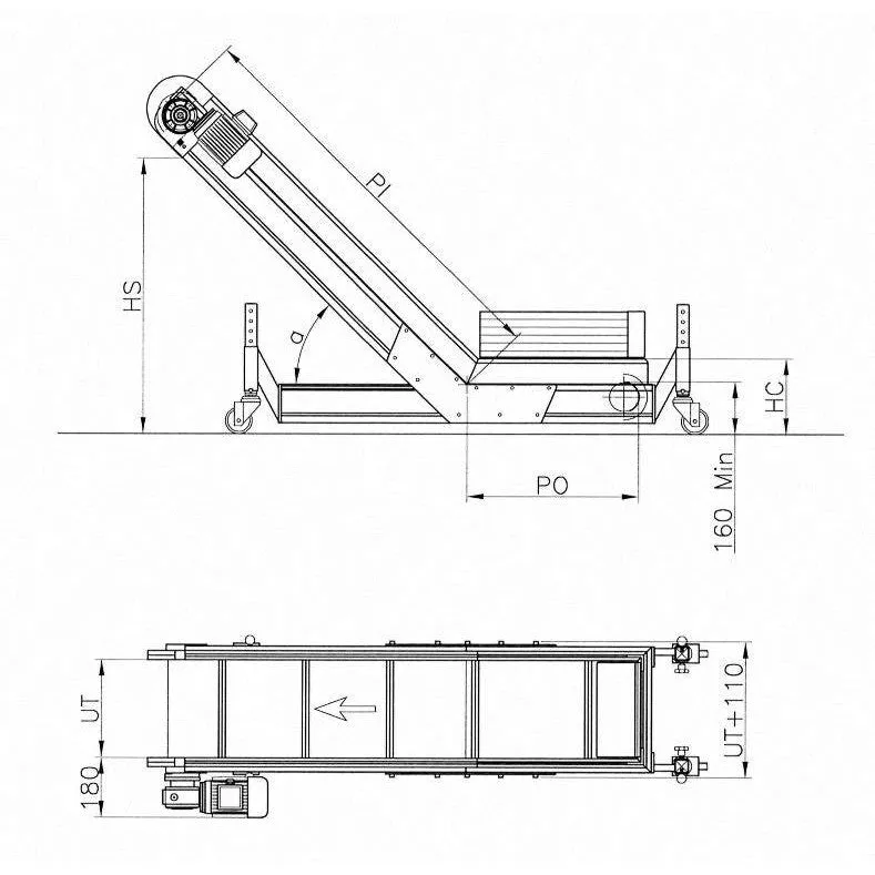 Inclined/Horizontal Conveyor with PP/PA Modular Plastic Belt