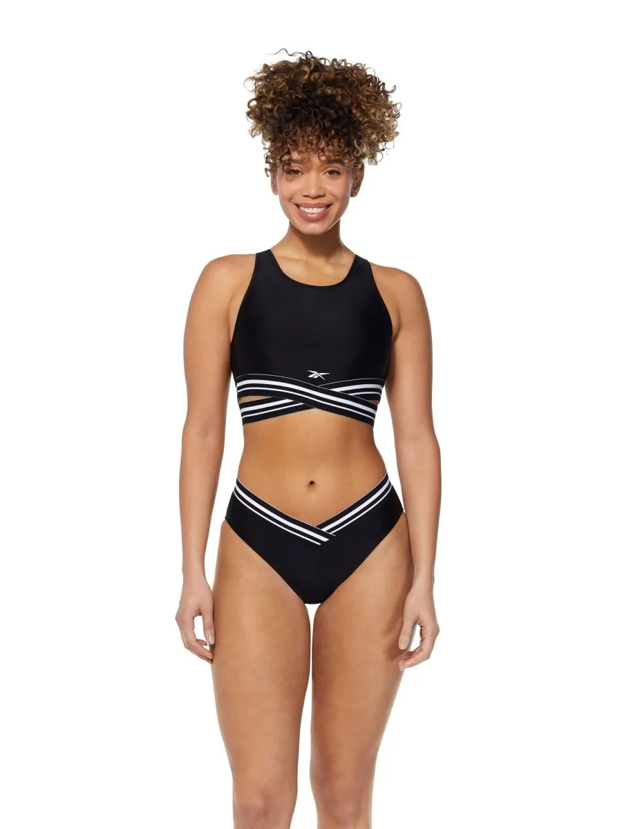 J420109 REEBOK HI NECK CROP TOP WITH WIDE ELASTIC TRIM