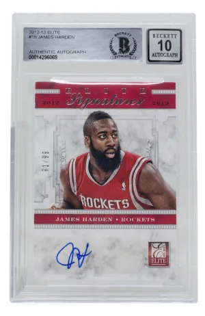 James Harden Signed Houston Rockets 2012-13 Elite Card #15 BAS Auto 10