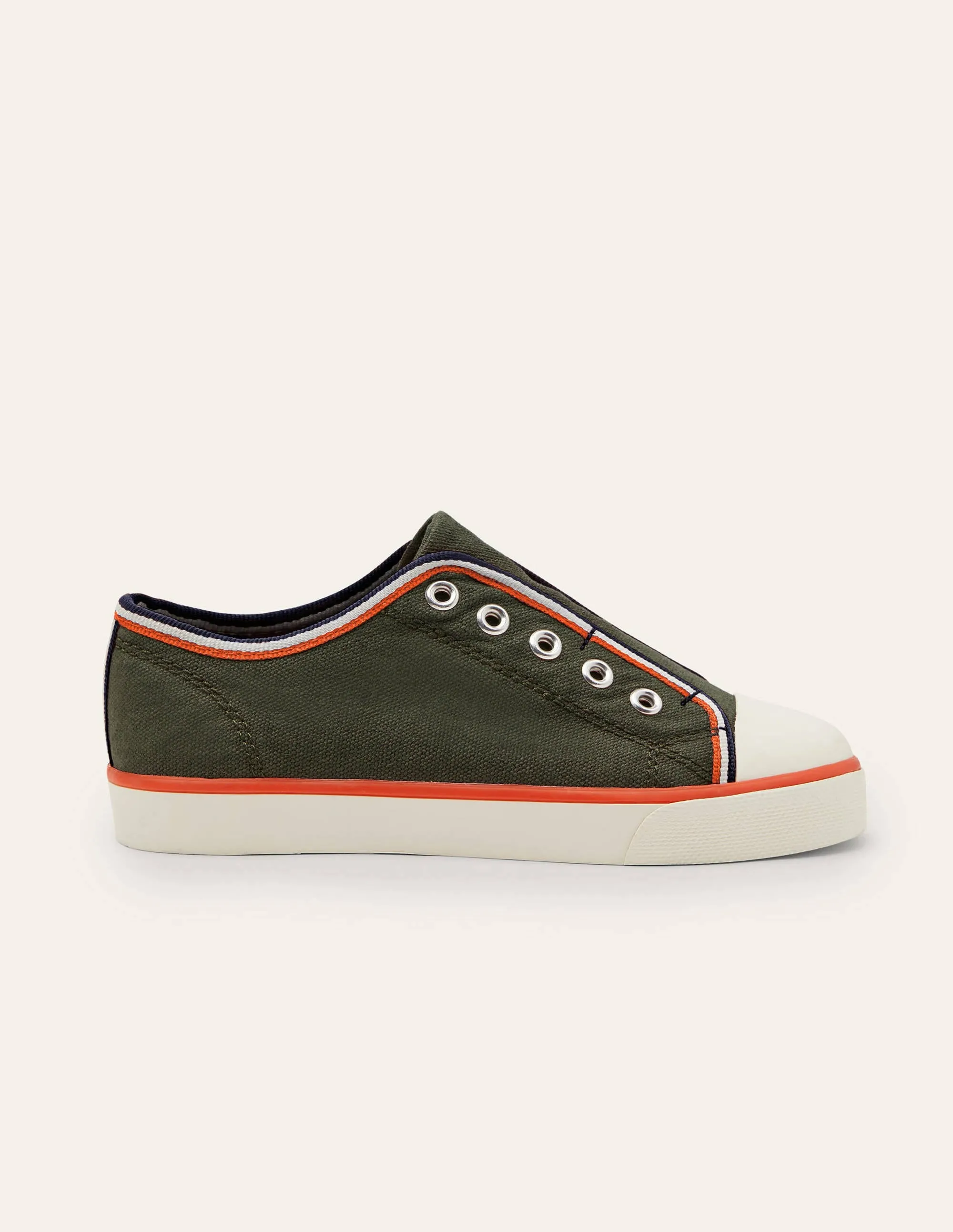 Laceless Canvas Pull-ons-Khaki