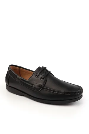 LUCAS BOAT SHOES IN BLACK