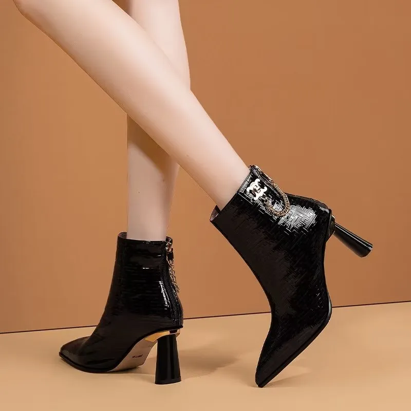 LuxeLeather Exotic Chic High Heeled Boots