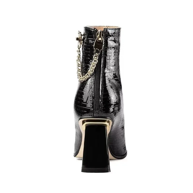 LuxeLeather Exotic Chic High Heeled Boots