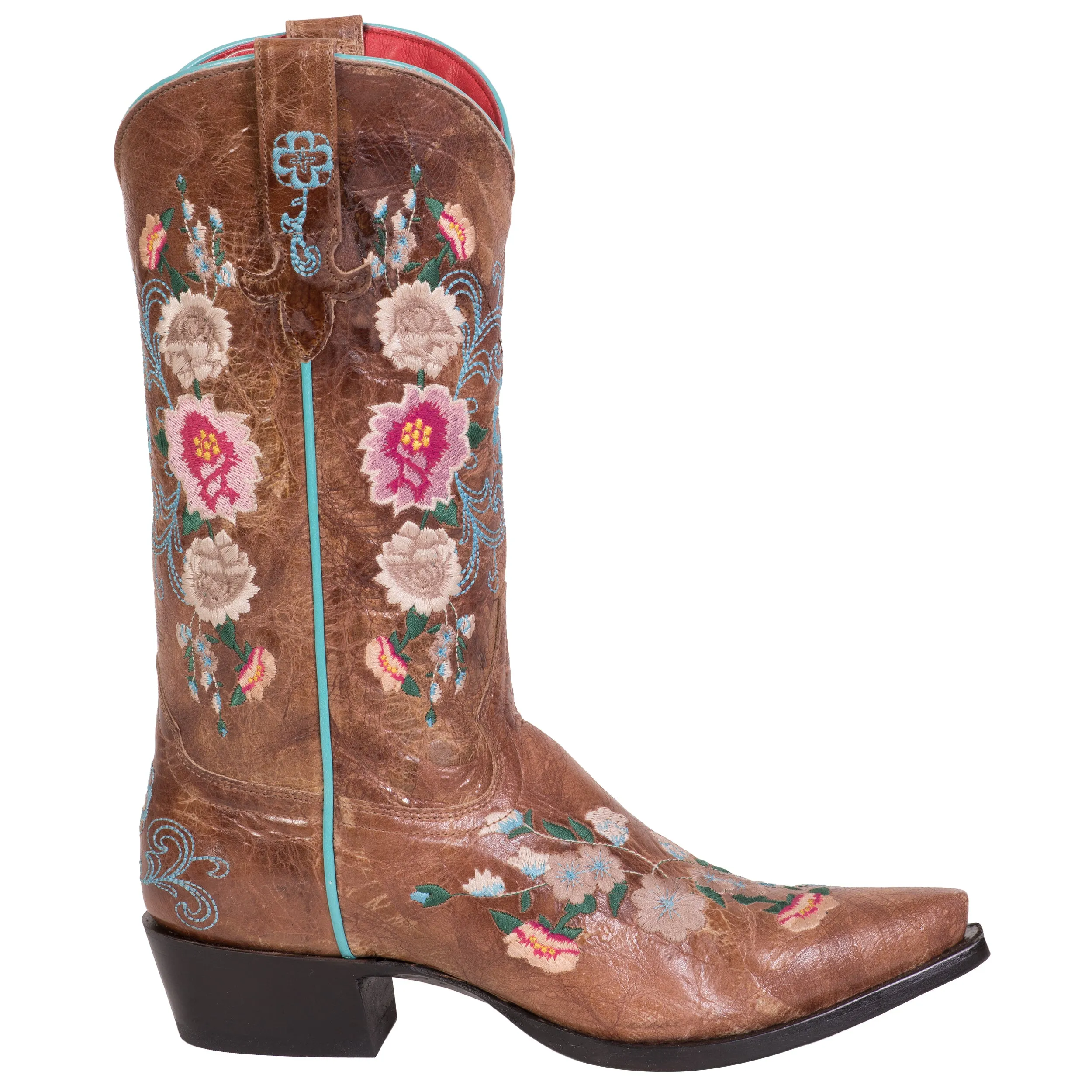 Macie Bean Womens Rose Garden Honey Bunch Leather Cowboy Boots