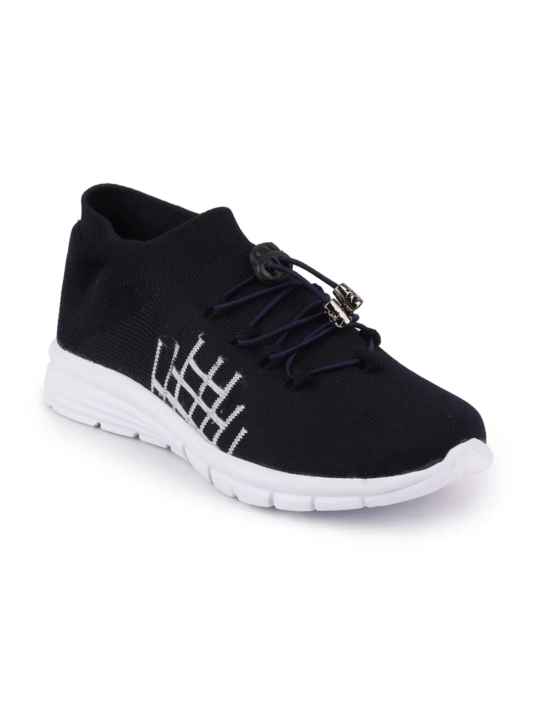 Men Navy Blue Sports Lace-Up Walking Shoes