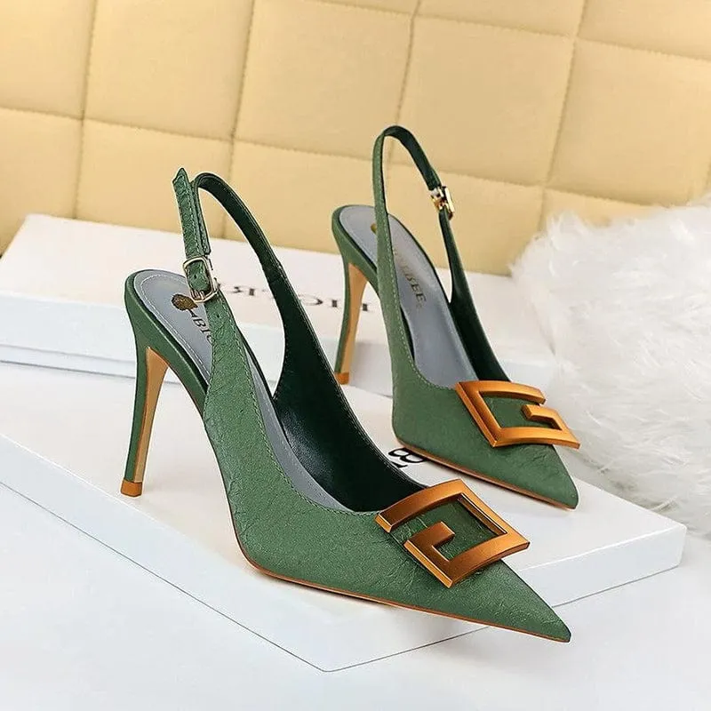 Metal Buckle Stiletto Heels