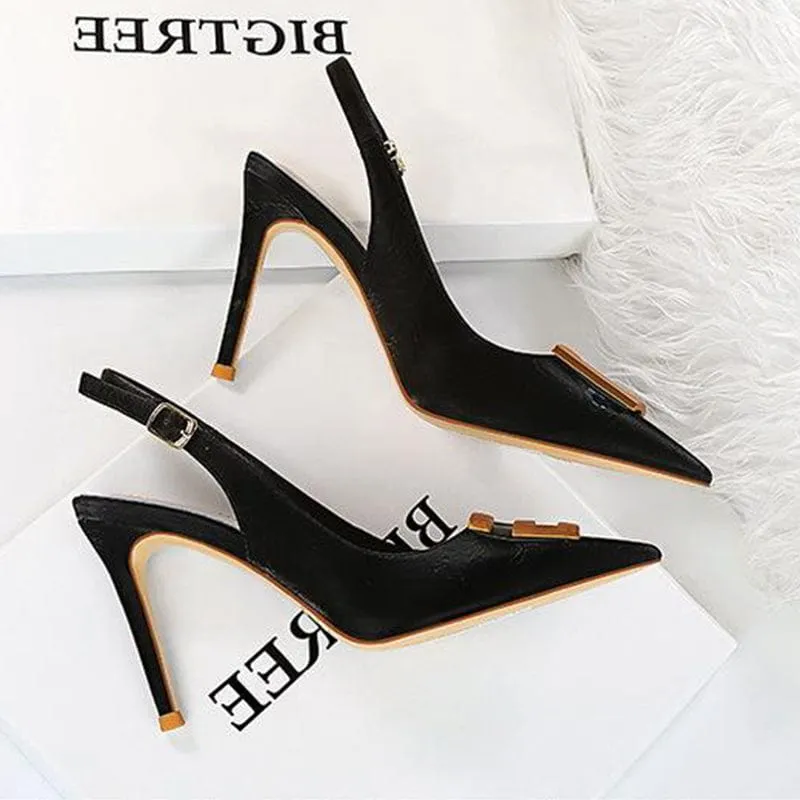 Metal Buckle Stiletto Heels