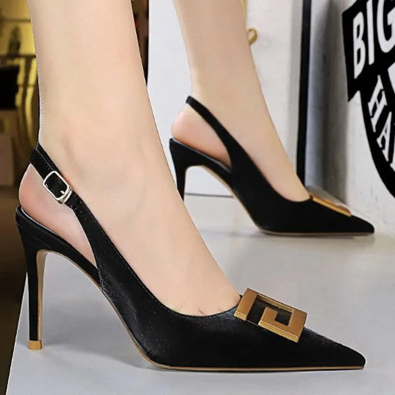 Metal Buckle Stiletto Heels