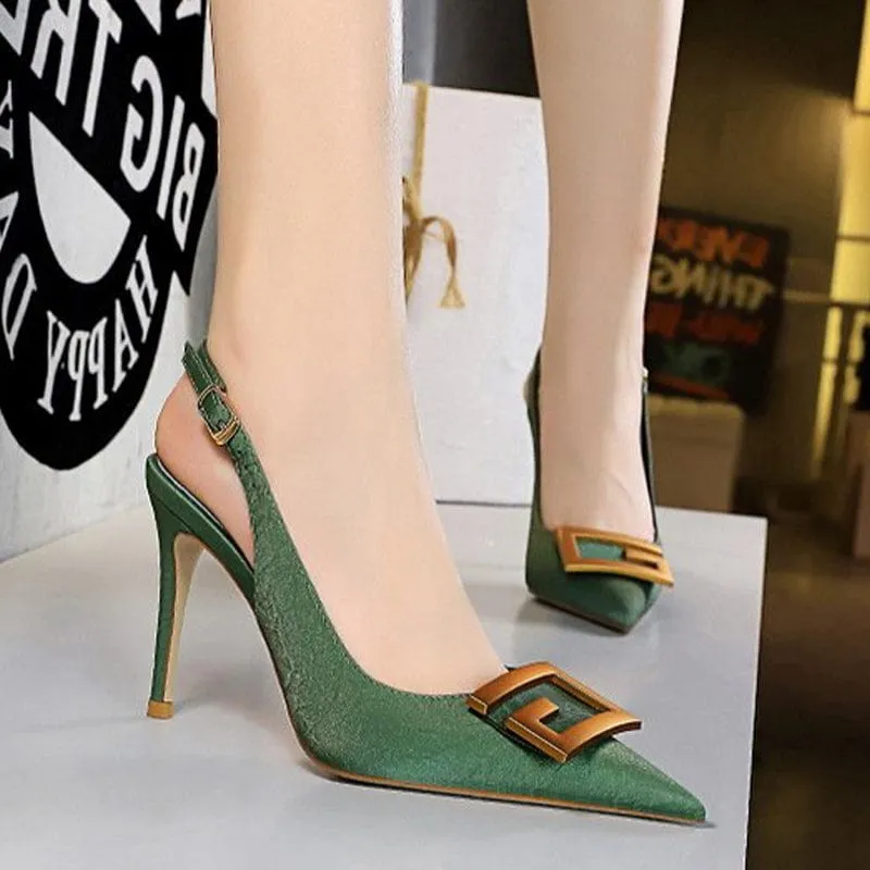 Metal Buckle Stiletto Heels