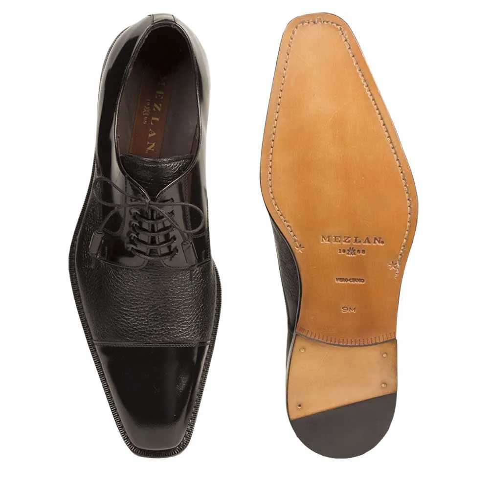 Mezlan Soka Calfskin & Deerskin Cap Toe Shoes - Black