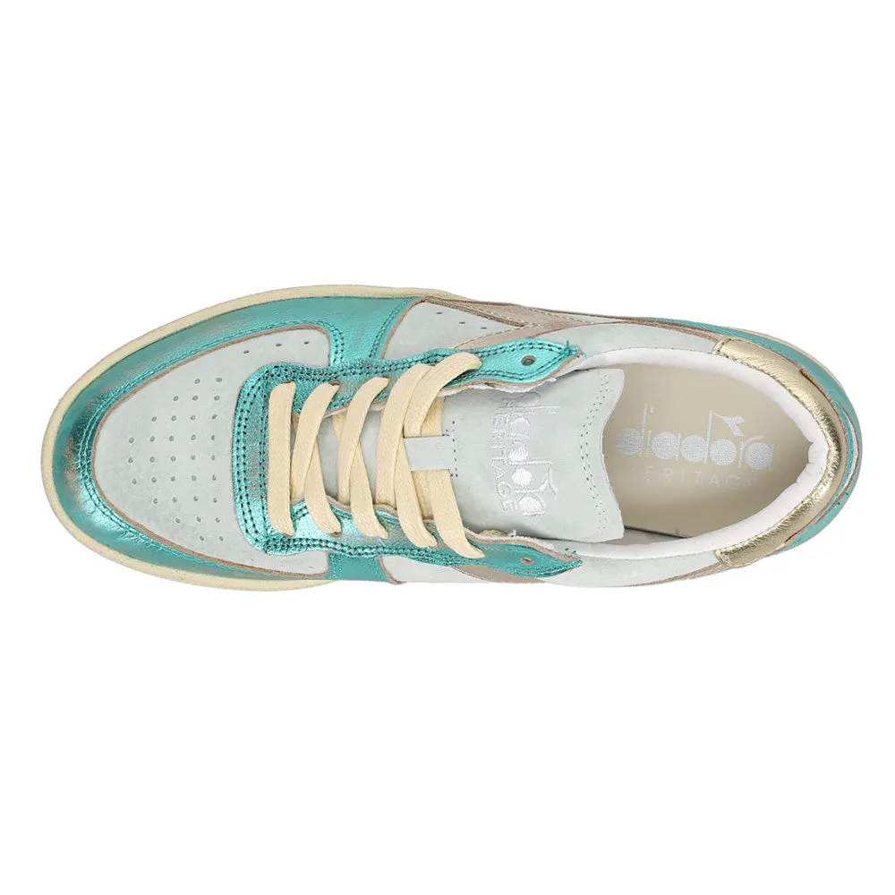 Mi Basket Low Metal Pigskin Used Lace Up Sneakers