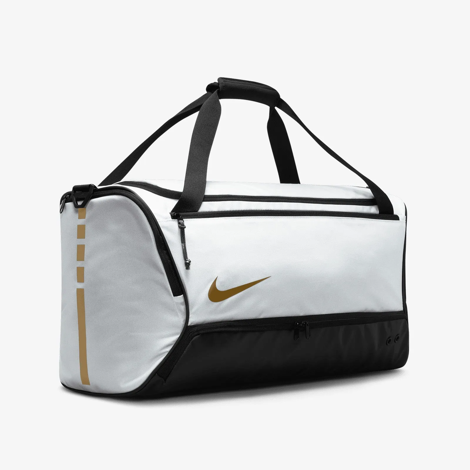 Nike Hoops Elite 57L Basketball Duffle - White/Black/Metallic Gold