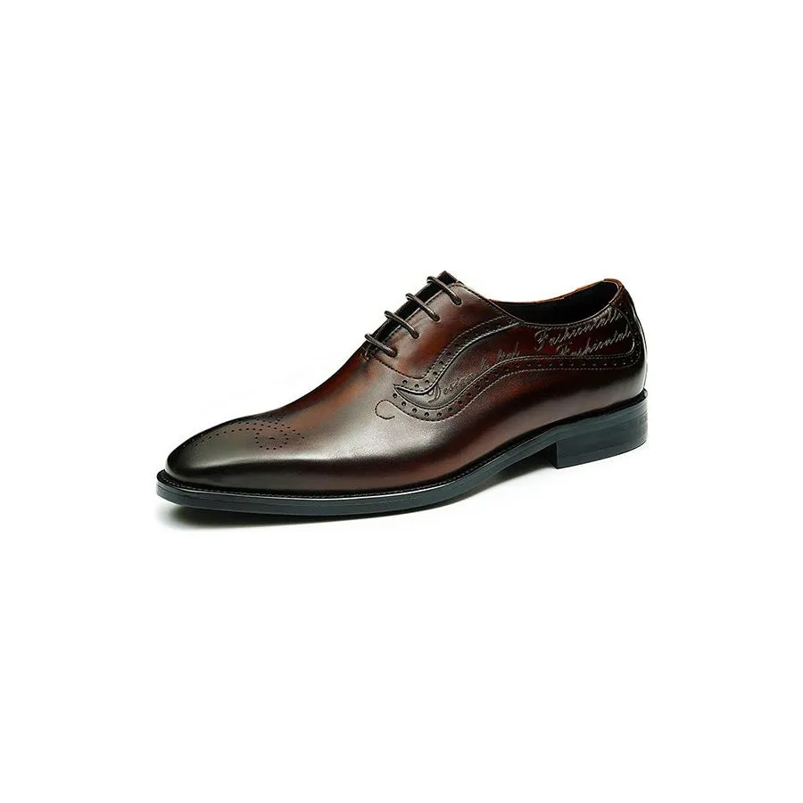 Opulent Carved Brogue Pointed Toe Lace-ups