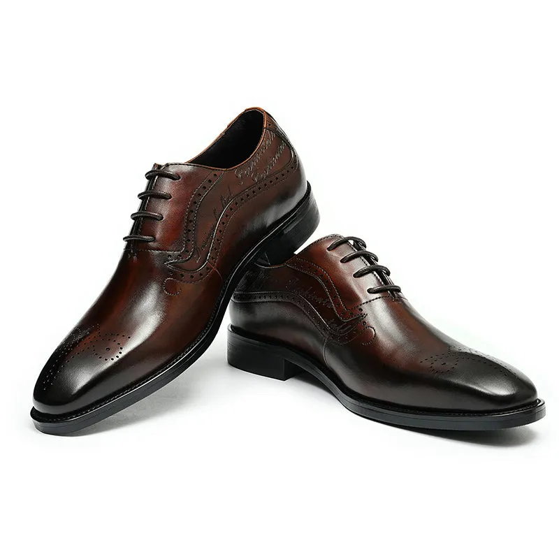 Opulent Carved Brogue Pointed Toe Lace-ups