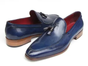 Paul Parkman Blue Hand Painted Leather Tassel Loafer