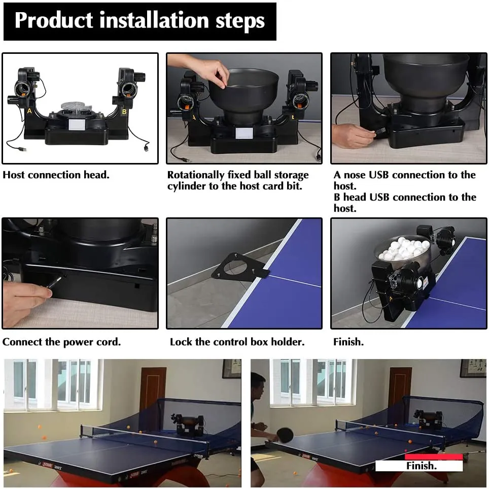 Ping Pong Robot Machine with 36 Different Spin Balls for Training