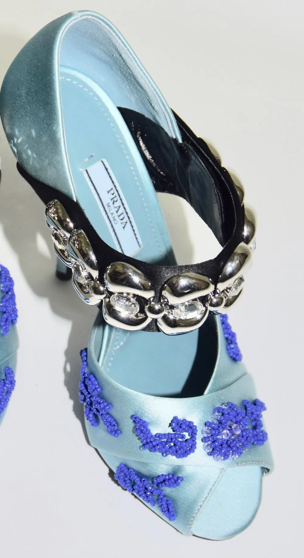 Prada | "Raso Ricamo 2" Azure Satin Pump Sz 6/36