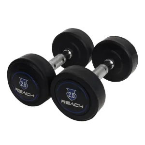 Reach Round Rubber Dumbbells 2.5 Kg Set of 2 for Men & Women | Gym Equipment Set for Home Gym Workout & Exercise | For Strength Training & Fitness Accessories & Tools (Fixed Dumbbells , Black)