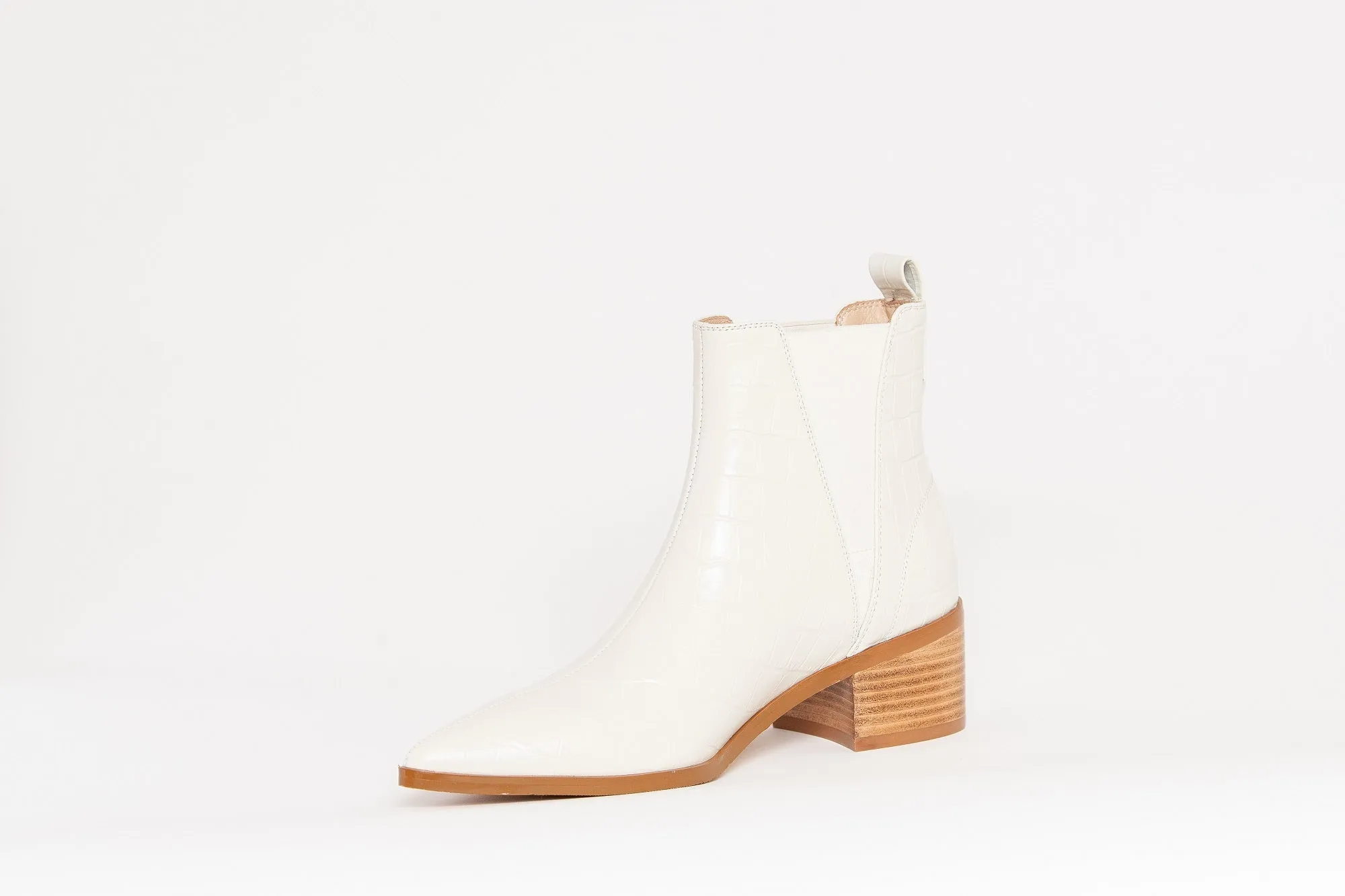 River Croco Leather Ankle Boot Cream