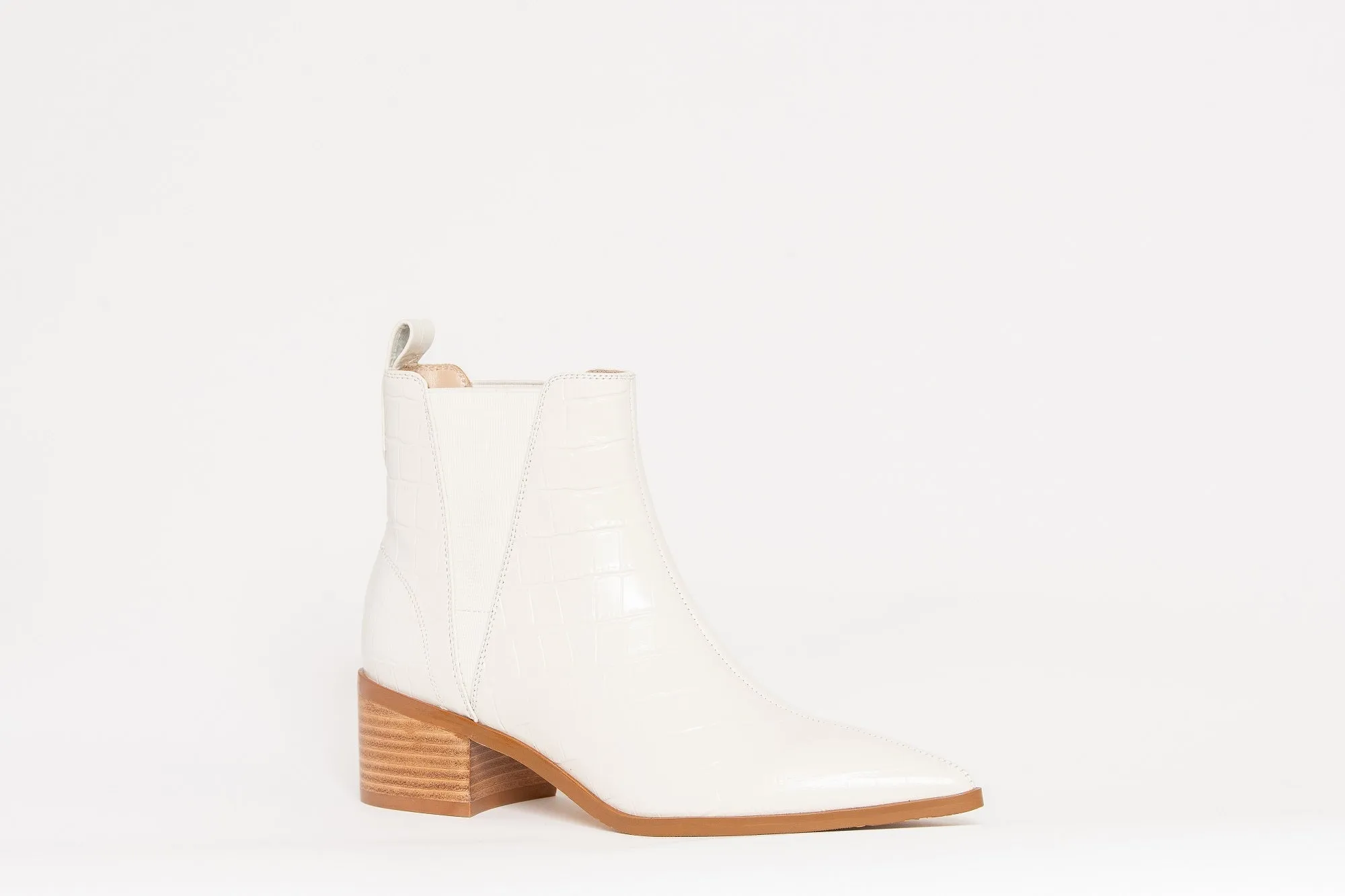 River Croco Leather Ankle Boot Cream