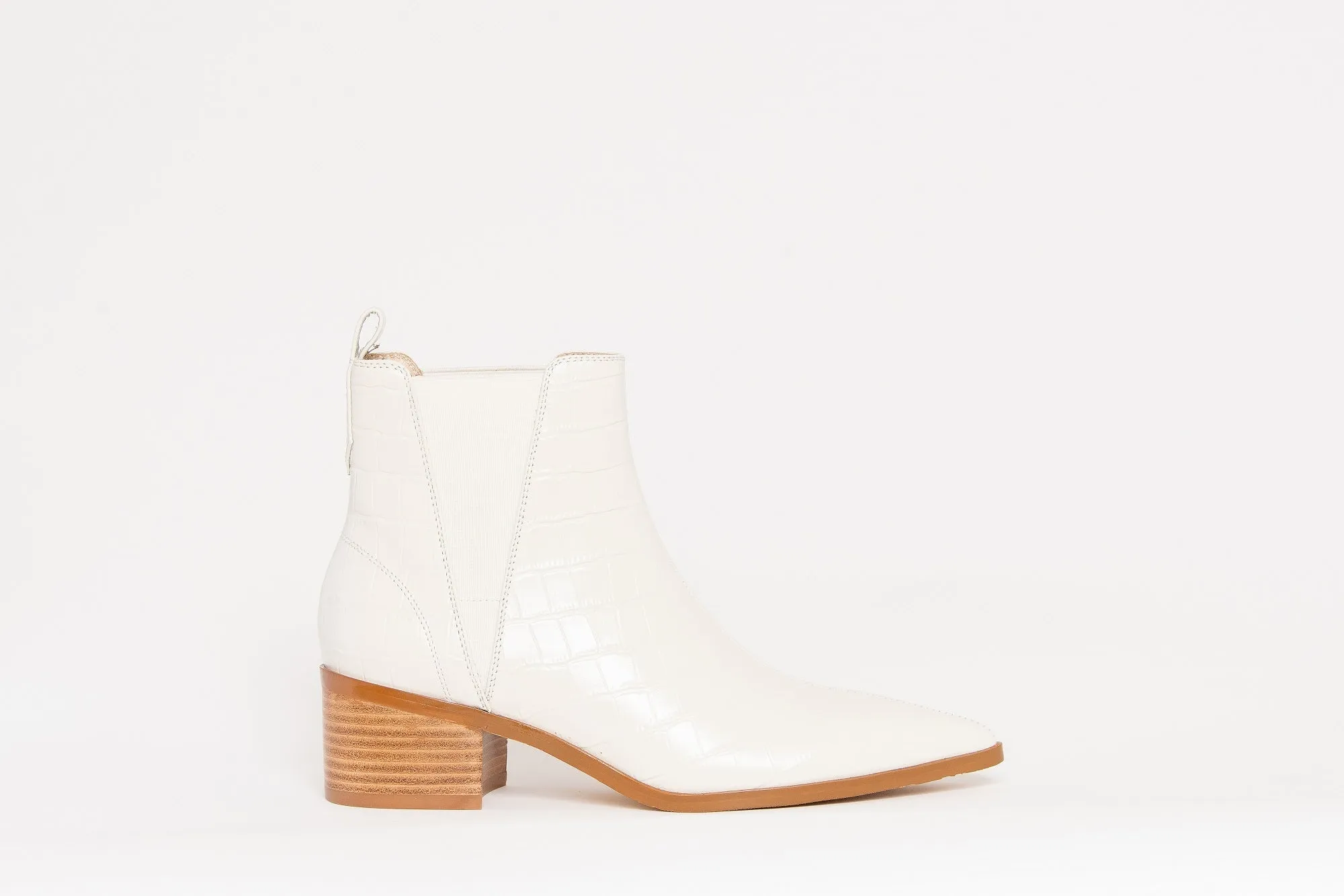 River Croco Leather Ankle Boot Cream