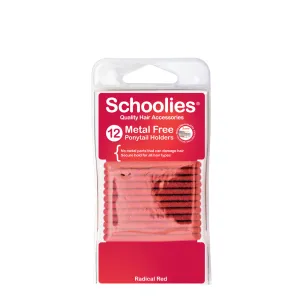 Schoolies Metal Free Ponytail Holders 12pc - Radical Red