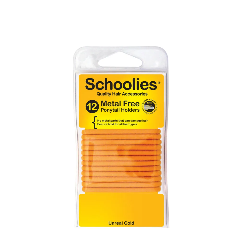 Schoolies Metal Free Ponytail Holders 12pc - Unreal Gold