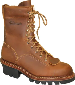 Silverado Mens 9in Logger Shipyard Oil Tan Leather Work Boots