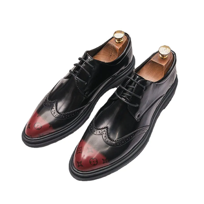 Small shoes Brock print casual shoes men's fashion Korean versatile hairstylist men's shoes