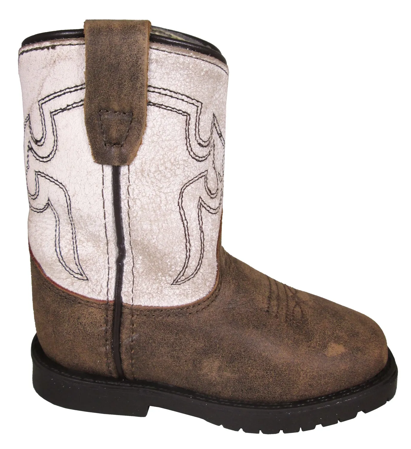 Smoky Mountain Toddler Unisex Autry Antique White/Brown Leather Cowboy Boots 3D