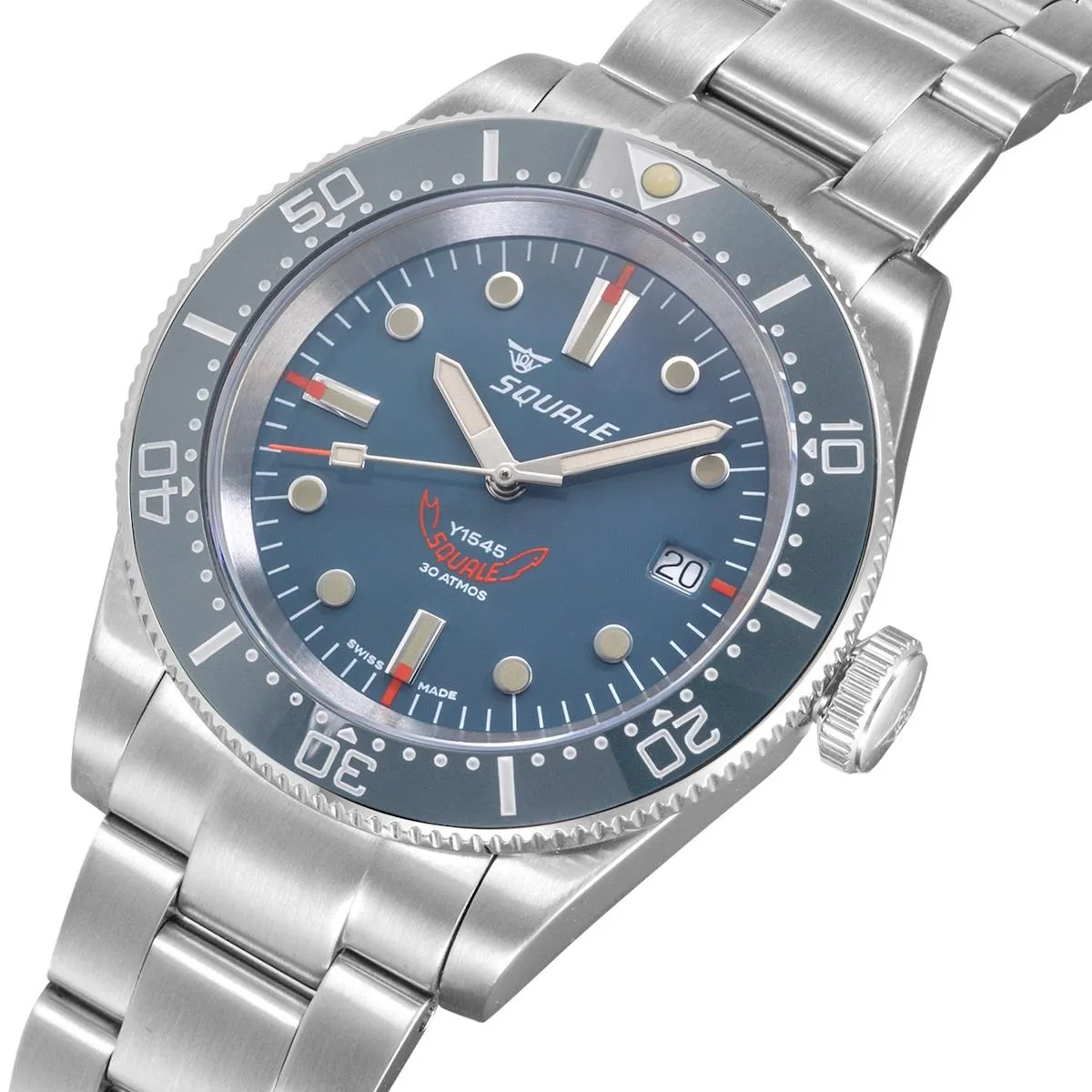 Squale 1545 Grey (Grey Bezel) on Stainless Steel Bracelet